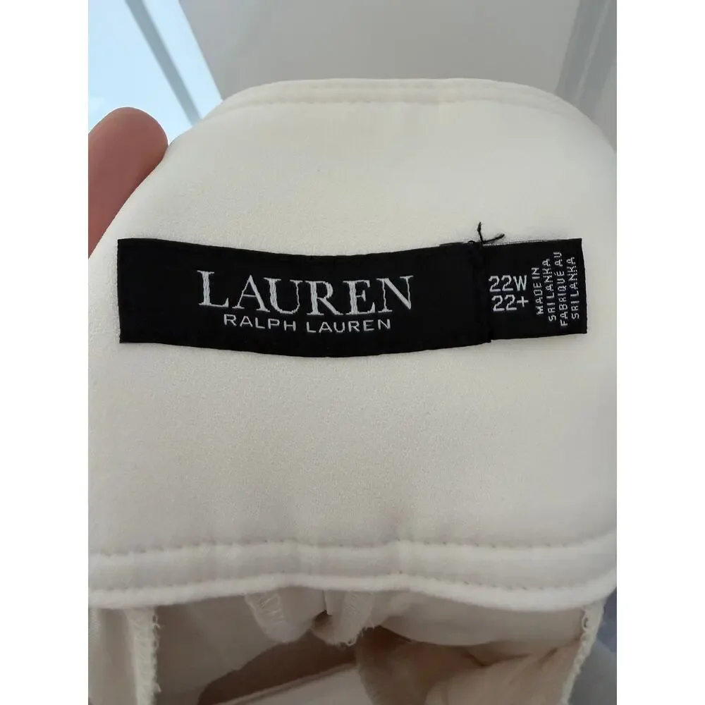Lauren Ralph Lauren (22W) Cream Layered Palazzo Culotte Wide Leg Pants NWT